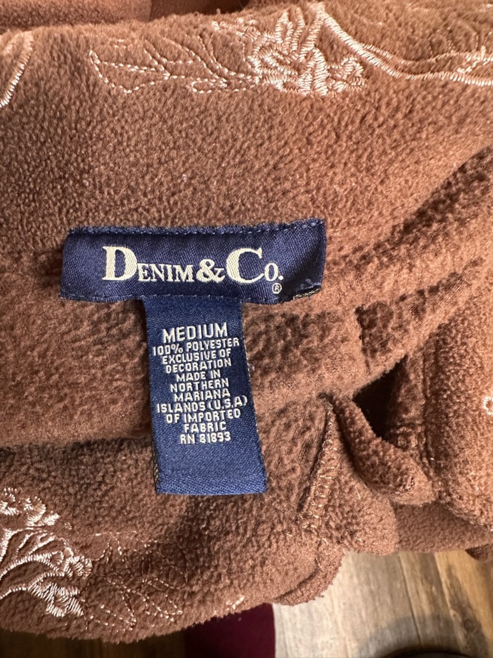 Denim&Co Brown Embroidered Button-Front Cardigan - Picture 11 of 11
